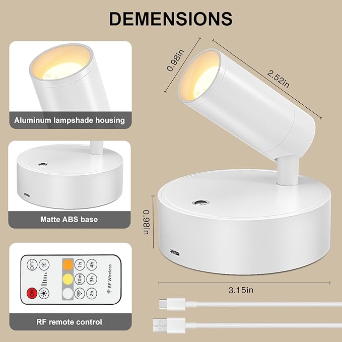 Kimjo Spot Lights Indoor, Wireless LED Spotlight, Uplighting Indoor - Image 6