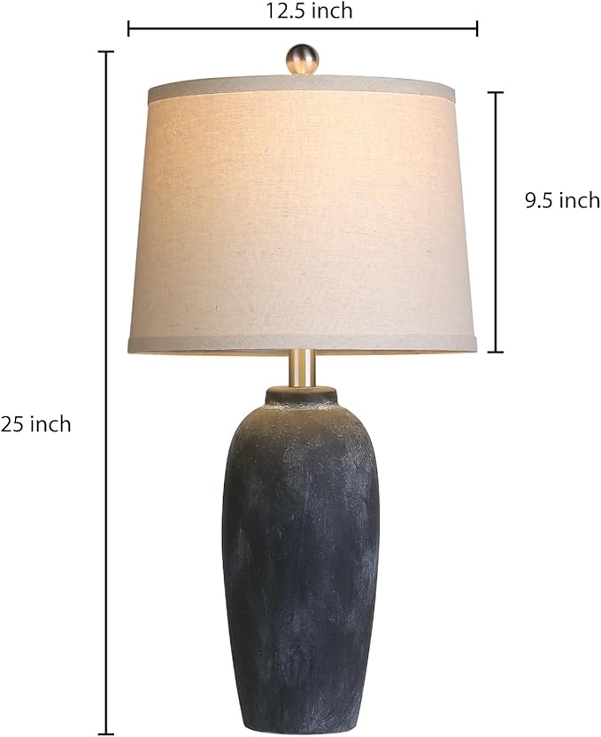 25“ Jar Table Lamps Set of 2, Ceramic Bedside Lamps - Image 6
