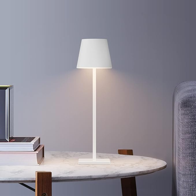 White Cordless Table Lamp, 2 Pack 5500mAh Battery Powered LED Table Light - Image 8