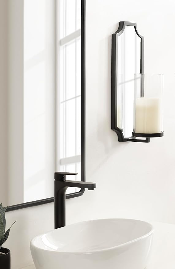 Kate and Laurel Ciel Glam Mirrored Wall Sconce, Modern Scalloped Candle Holder - Image 3