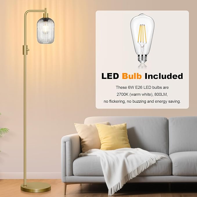 【Upgraded】 Dimmable Glass Floor Lamp - Image 8