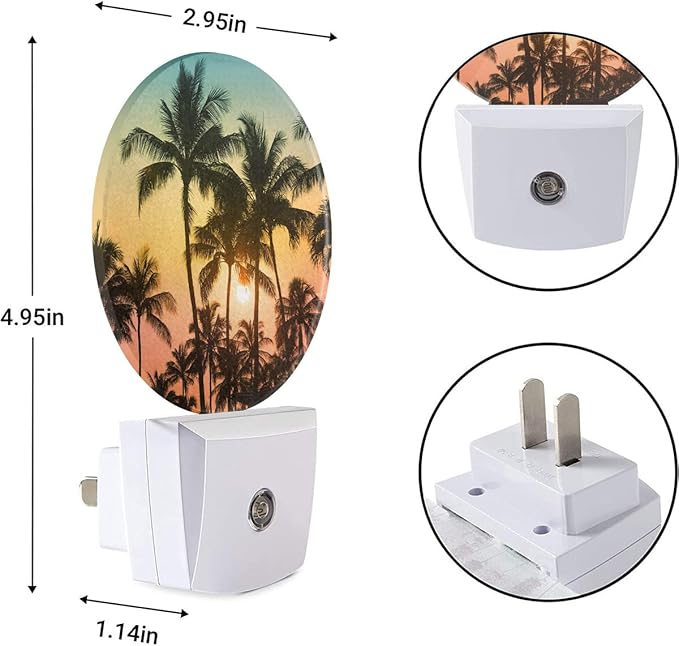 EKOBLA Palm Tree Night Lights Plug into Wall Beach Sunset Plug-in Nightlights - Image 7