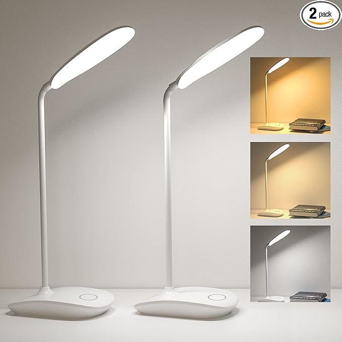 DEEPLITE Battery Operated Desk Lamp, LED Desk Light 3 Lighting Stepless Dimming by DEEPLITE