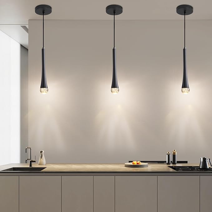 3 Pack Modern Black LED Pendant Light, Kitchen Island Ceiling Hanging Lights - Image 7