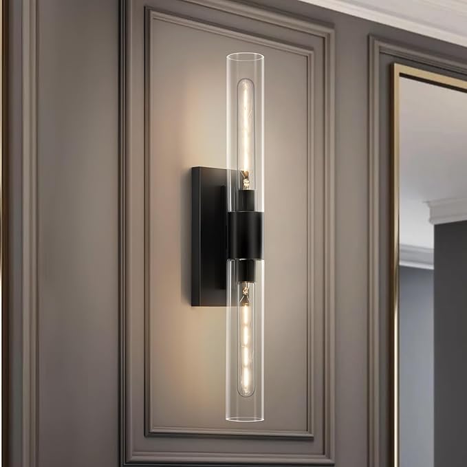24.8" L Wall Sconces 2-Lights Black Wall Lights Fixtures Morden Cylinder Wall - Image 6