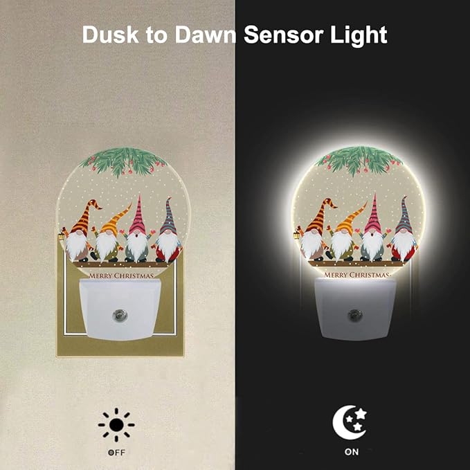 EKOBLA Gnome Night Light Christmas Winter Decorative Santa Elf Snowflakes Plug - Image 2