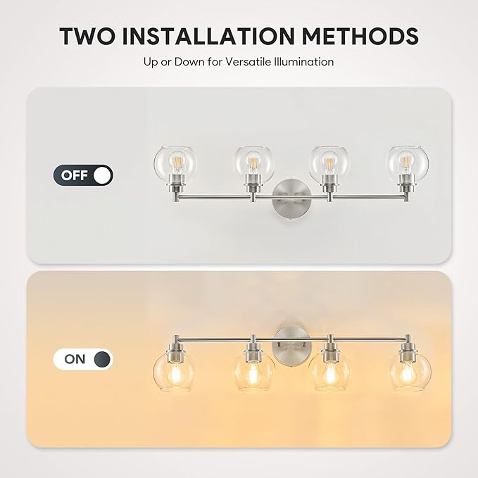 VONLUCE Bathroom Light Fixtures, 4-Light Vanity Light - Image 3