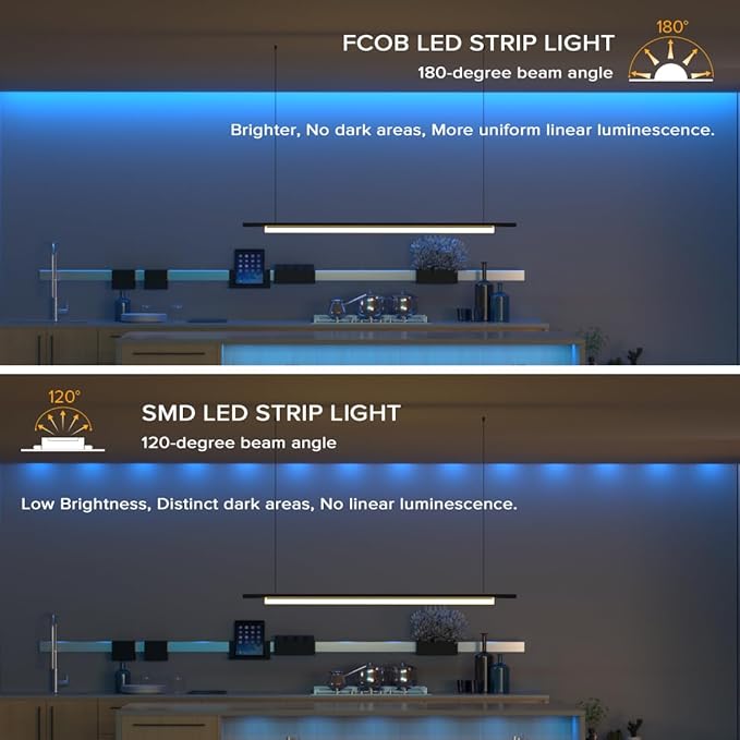 16.4FT COB LED Strip Light Blue, 12V 8MM Width Flexible High Density Uniform - Image 3