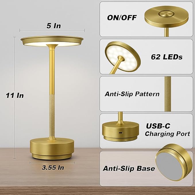 Cordless Table Lamp, Rechargeable Lamp, Portable Lamp, LED Table Light - Image 4