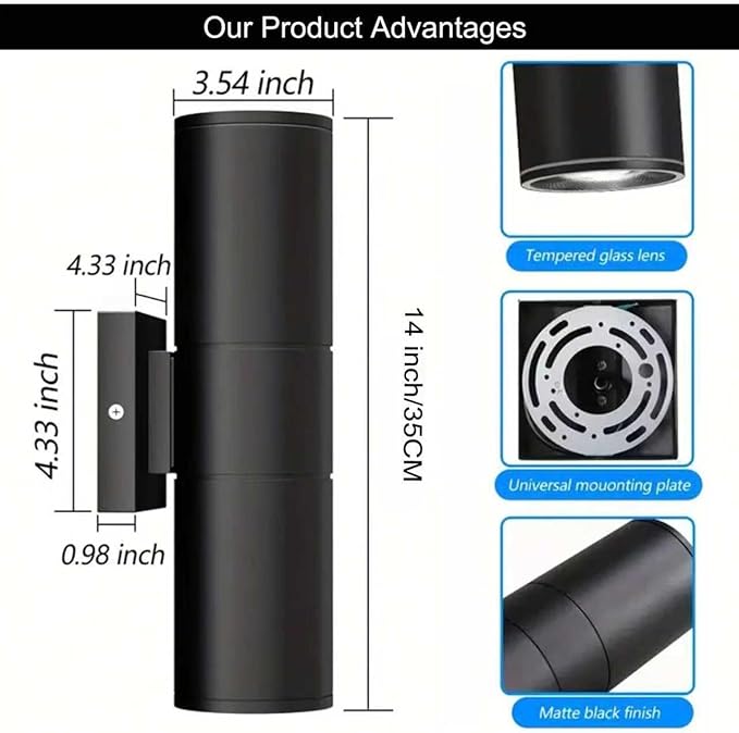 4Pack 14inch Outdoor Wall Light Fixtures, 14W Exterior Waterproof Modern Matte - Image 5