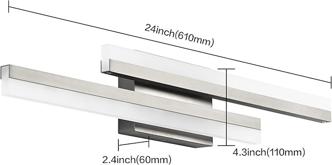 PRESDE 24 Inch LED Vanity Light Brushed Nickel Bathroom Light Fixtures Over - Image 6