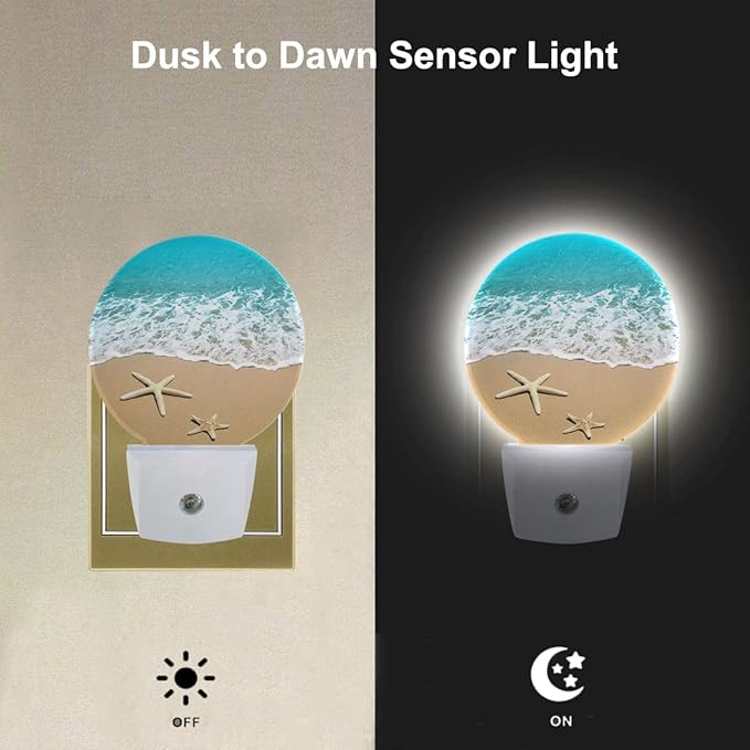EKOBLA Ocean Night Light, Beach Sand Sea Waves Plug-in Night Lights - Image 2