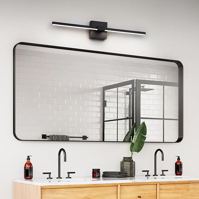 URSOLA Black Bathroom Light Fixtures, 24 inch Modern LED Vanity Lighting Over - Image 7