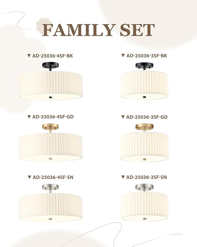 Semi Flush Mount Ceiling Lights, 4-Light 18" Matte Black Ceiling Light Fixture - Image 6