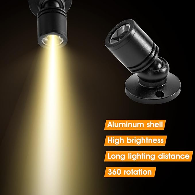 DEDC 6pcs LED Mini Spot Light, 3000K Under Cabinet Lights, Mini Spotlights - Image 2