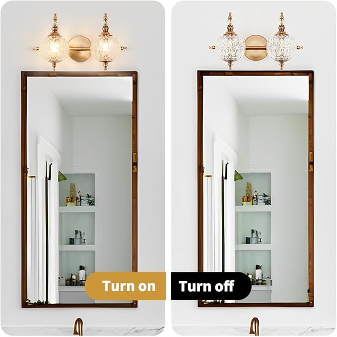 Brushed Gold Bathroom Vanity Light Fixture Vintage Style - Image 6
