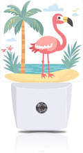 Flamingo on Tropical Island Night Light, Plug-in Nightlight by FOISIIAEA