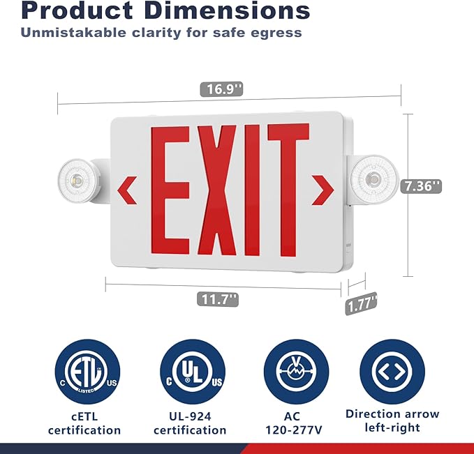 Exit Sign with Emergency Lights, LED Emergency Exit Light with Battery Backup - Image 5