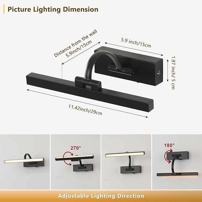 Picture Lights for Wall Battery Operated, Wireless Black Art Lighting for - Image 5