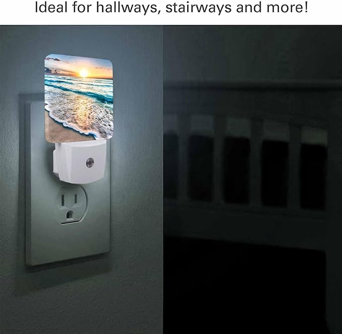 LED Night Light, Sea Waves Beach Sunrise Cloudscape LED Night Light Plug into - Image 2