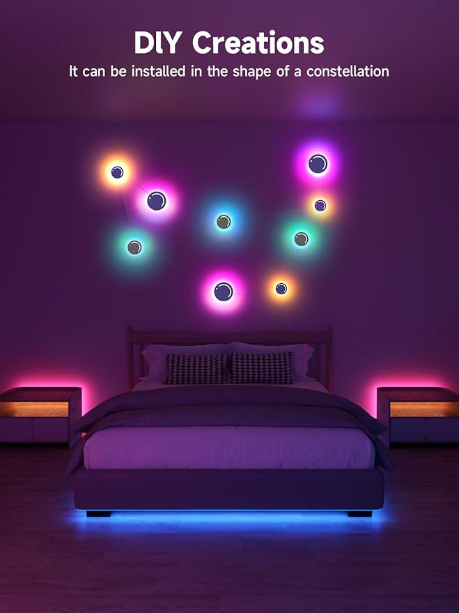 GIPOYENT Smart Wall Light, 9-Piece LED DIY Constellation Light, RGB Color - Image 4