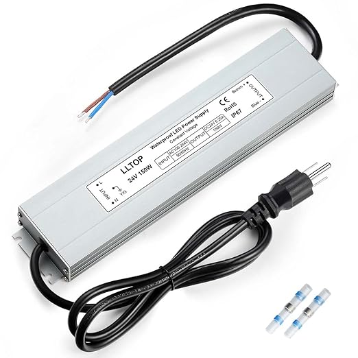 LED Driver 150 Watts 100-264V AC to 24V DC 6.25A Power Supply Waterproof Low by LLTOP