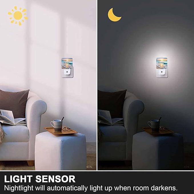 LED Night Light, Sea Waves Beach Sunrise Cloudscape LED Night Light Plug into - Image 5