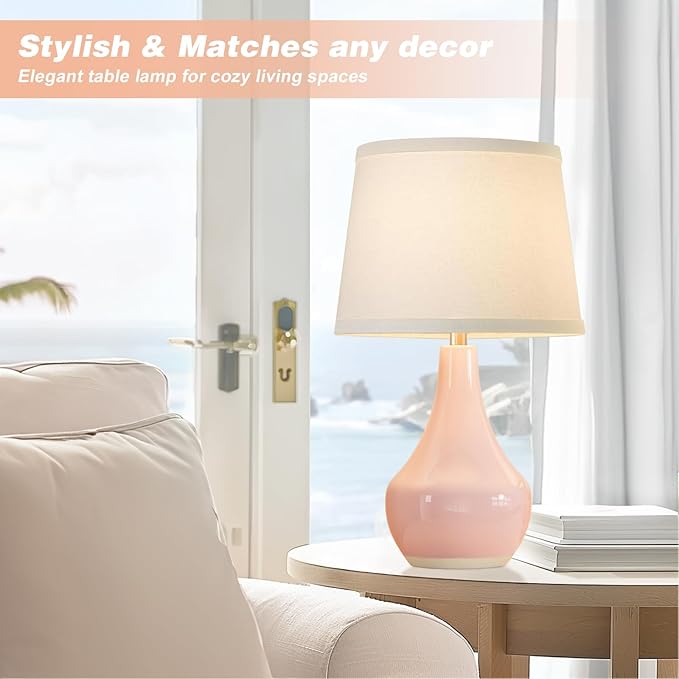 Seealle Modern Pink Table Lamps Set of 2 - Image 3