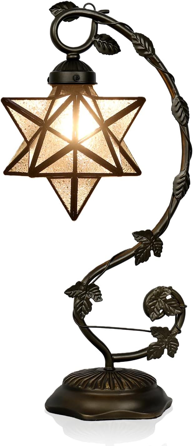 Star Glass Table Lamp, Vintage Style Table Lamp, Living Room by TFNALNB