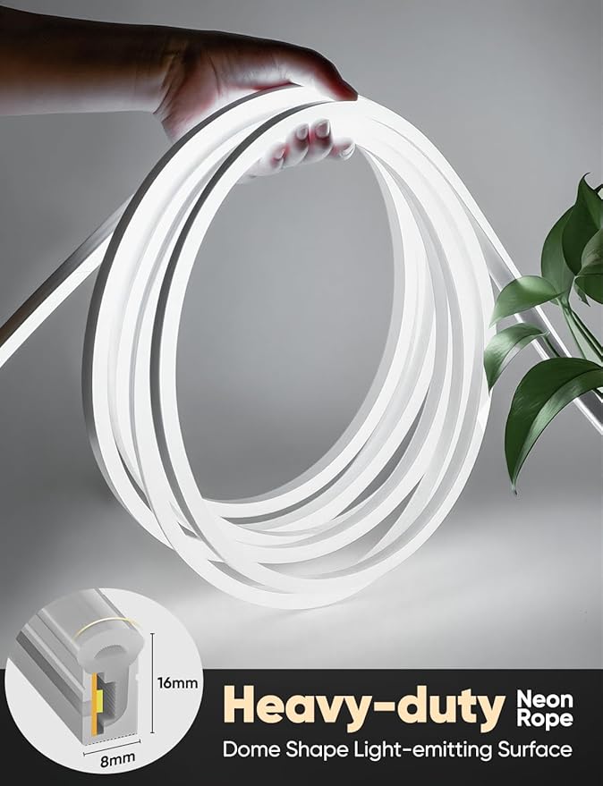 131FT LED Neon Rope Lights 5000K Cool White, AC 110-120V Flexible Neon Strip - Image 2