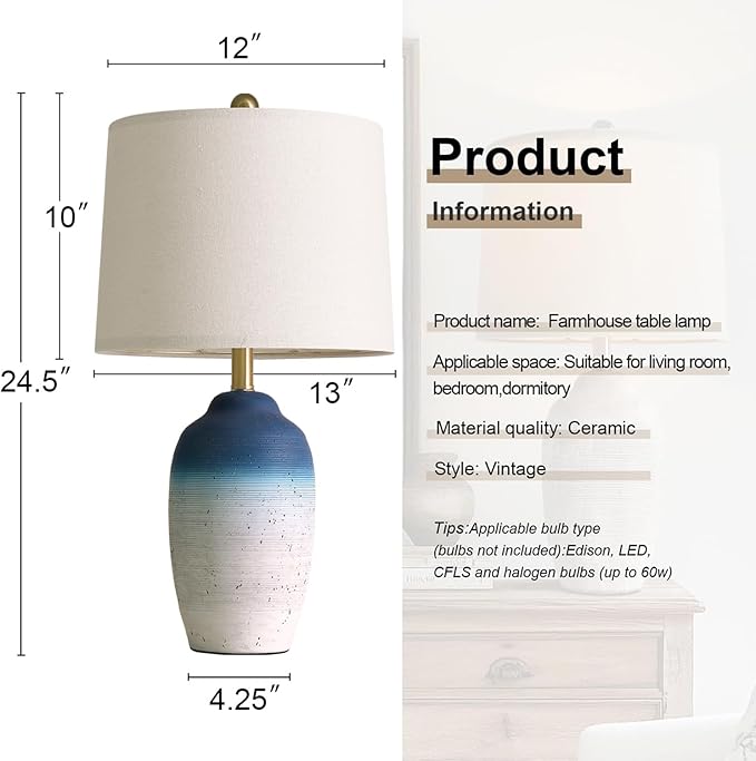 24.5" Vintage Ceramic Table Lamp - Image 4