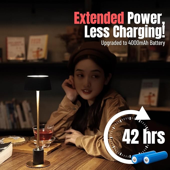 Cordless Lamp Set of 2, Rechargeable and Battery Operated, Powered by 4000mAh - Image 2