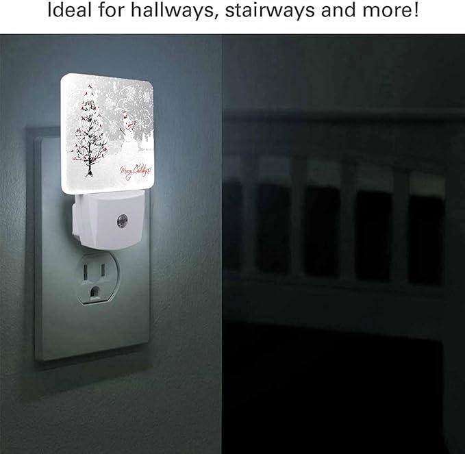 LED Night Light, Christmas Winter Tree and Bullfinches LED Night Light Plug - Image 2