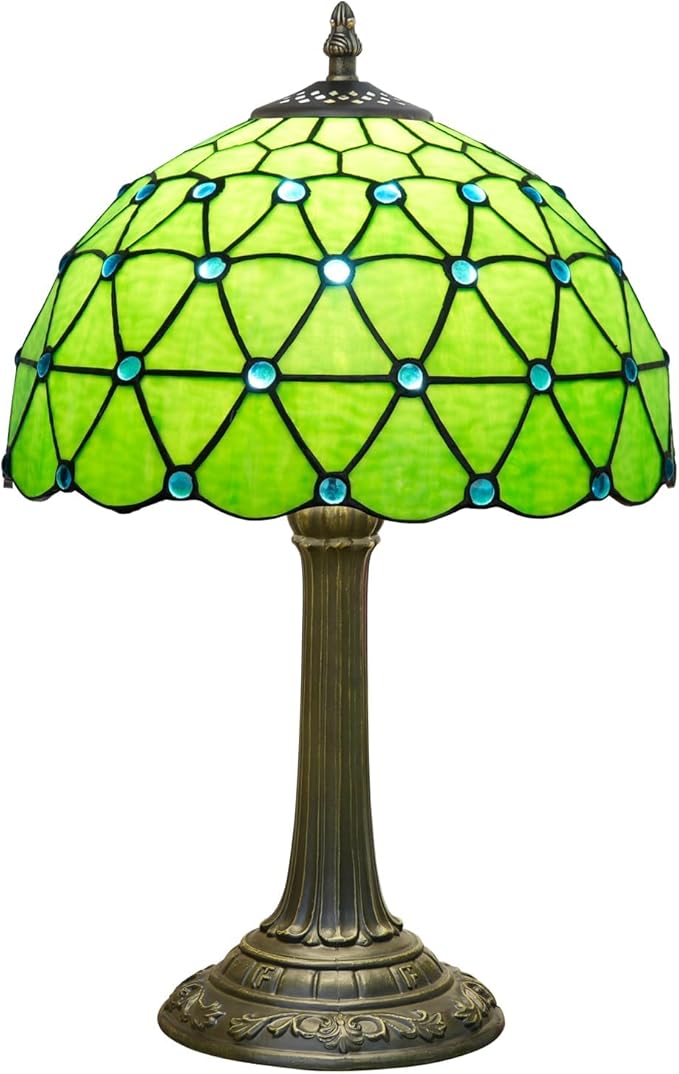 Green Tiffany Lamp For Bedrooms Bedside Stained Glass Table Lamp Farmhouse - Image 6
