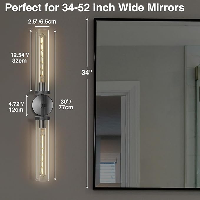 Black Wall Sconce, Double Vanity Light Fixture, Bathroom Wall Lamp, Living Room - Image 4