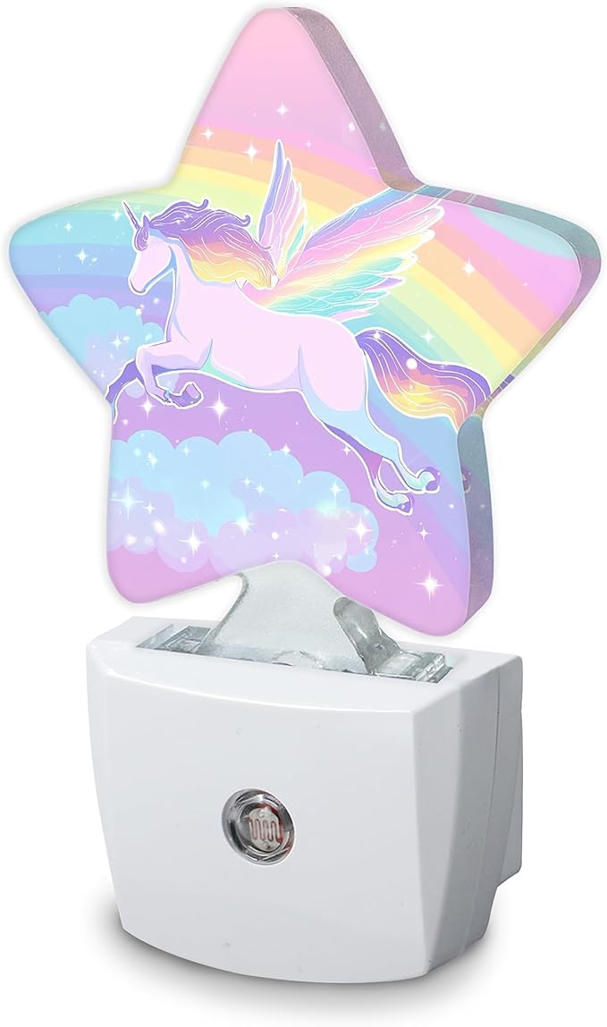 Unicorn Night Light, Rainbow Fall, Autumn Maple Leaf by SKYDAWNY