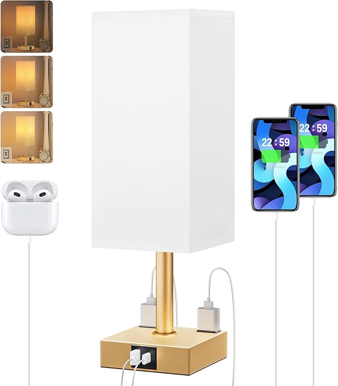 Gold White Touch Table Lamp by Aooshine