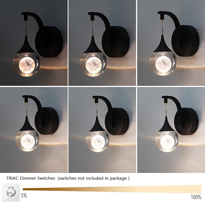 Sedelan Modern Wall Lamp Fixtures, Indoor Moon Crystal Wall Sconces, 5W LED - Image 6