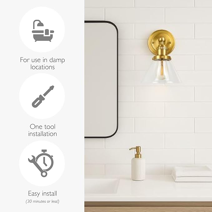 Design House Augustin Wall Sconce, Seeded Glass Warm Glow, Up/Down Glow - Image 8
