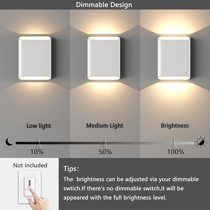LED Wall Lights Outdoor Wall Sconces Dimmable 15.5W, IP65 Waterproof Porch - Image 5