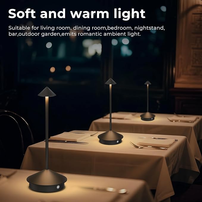 2 Pack Cordless Table Lamp, 6000mAh Rechargeable Battery Operated Desk Lamp - Image 5