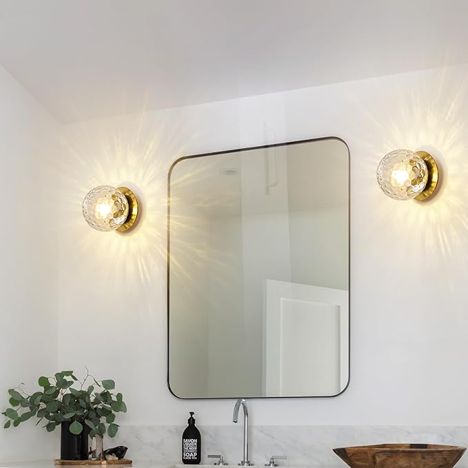Modern Glass Globe Wall Sconce: Gold Spherical Sconces Light - Image 5