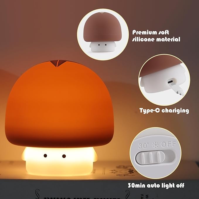 YISUN Mushroom Night Light, Cute Silicone Nightlight - Image 2