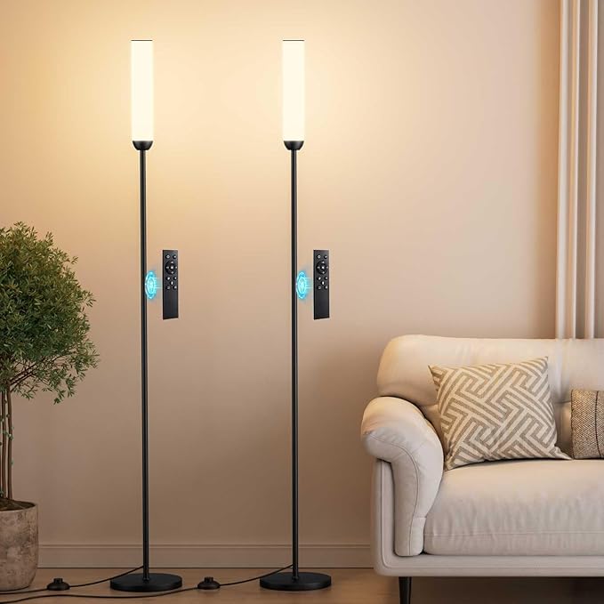 Ambimall LED Floor Lamp with Remote Control Set of 2, Tall Lamp with Foot Switch by Ambimall