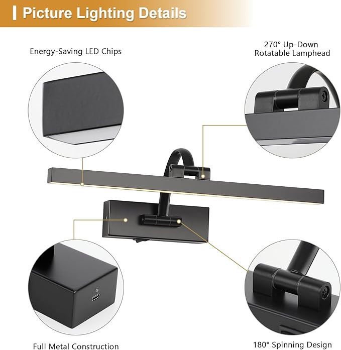 Wireless Picture Lights for Wall Battery Operated Art Lighting for Paintings - Image 5