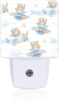 Cute Adventure Bear in Airplane Night Light, Cartoon Animal Dusk to Dawn Night by sndheke