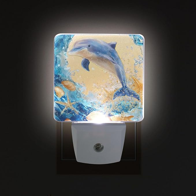 Dolphin Starfishes Night Light LED Plug in Nightlight Light Sensor Dusk to Dawn - Image 2