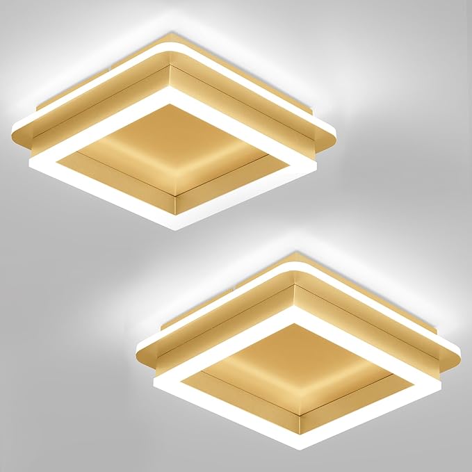 CANEOE 2 Packs Square Modern LED Light Fixture, 24W Black Flush Mount Hallway by CANEOE