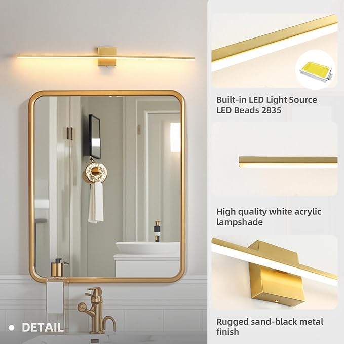Brushed Gold Vanity Light 40 Inch Modern Bathroom Light Fixtures 23W Wall - Image 3