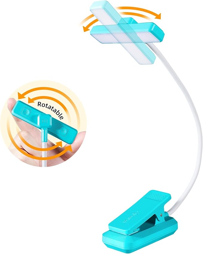 VAVOFO Rechargeable Book Light Rotatable：24 LEDs Reading Light, 3-Color & by VAVOFO